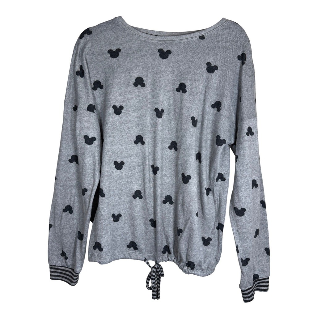 Disney Women's Grey W Black Mickey‎ Mouse Super Soft Sleepwear Shirt Size Medium